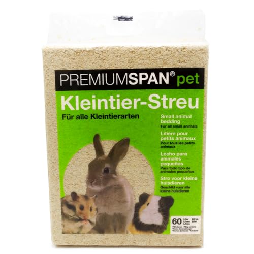 PREMIUMSPAN pet Kleintier-Streu Hobelspäne, 60l – 3.5 kg