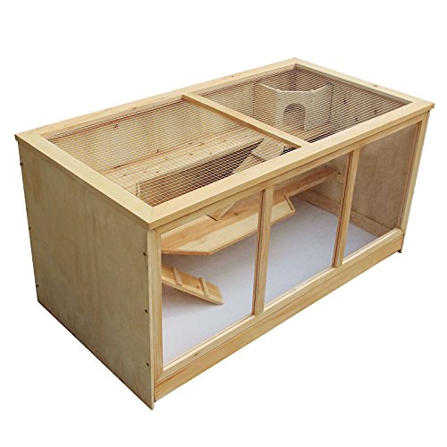 Wiltec XXL 3 Etagen Nagerkäfig, 4-eckig, 1150 x 600 x 580 mm, aus Holz, mit klappbarem...