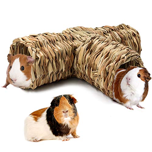 RANYPET Kuscheltunnel für Hamster, Natürlich Getrocknetes Gewebtes Grasversteck für...